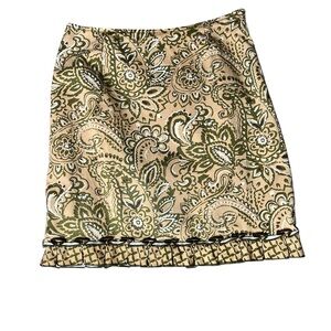 Vintage Harold’s Paisley A-Line Y2K Preppy Skirt with Beaded Ruffle Hem – SZ 4